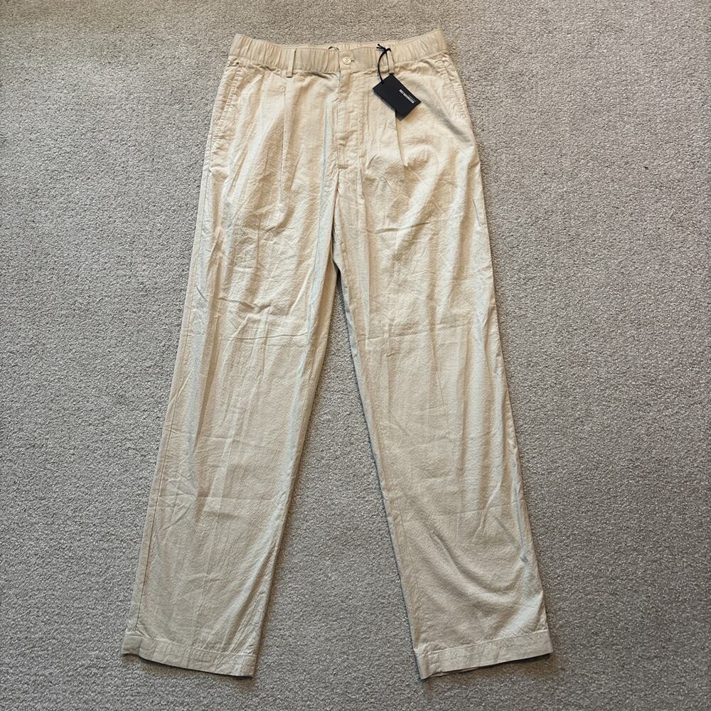 Buck Mason Mens M Dress Natural Pinstripe Lightweight Seersucker Romeo Pants NWT